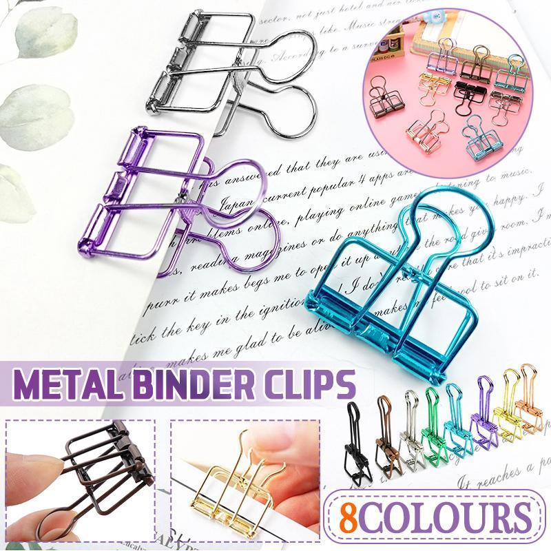 Solid Color Hollow Out Swallowtail Metal Binder Bookmark Clips Office Supplies - Purple