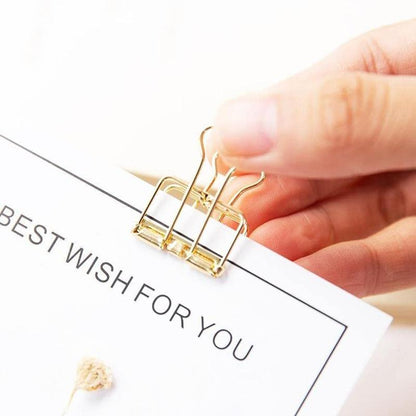 Solid Color Hollow Out Swallowtail Metal Binder Bookmark Clips Office Supplies - Rose Gold