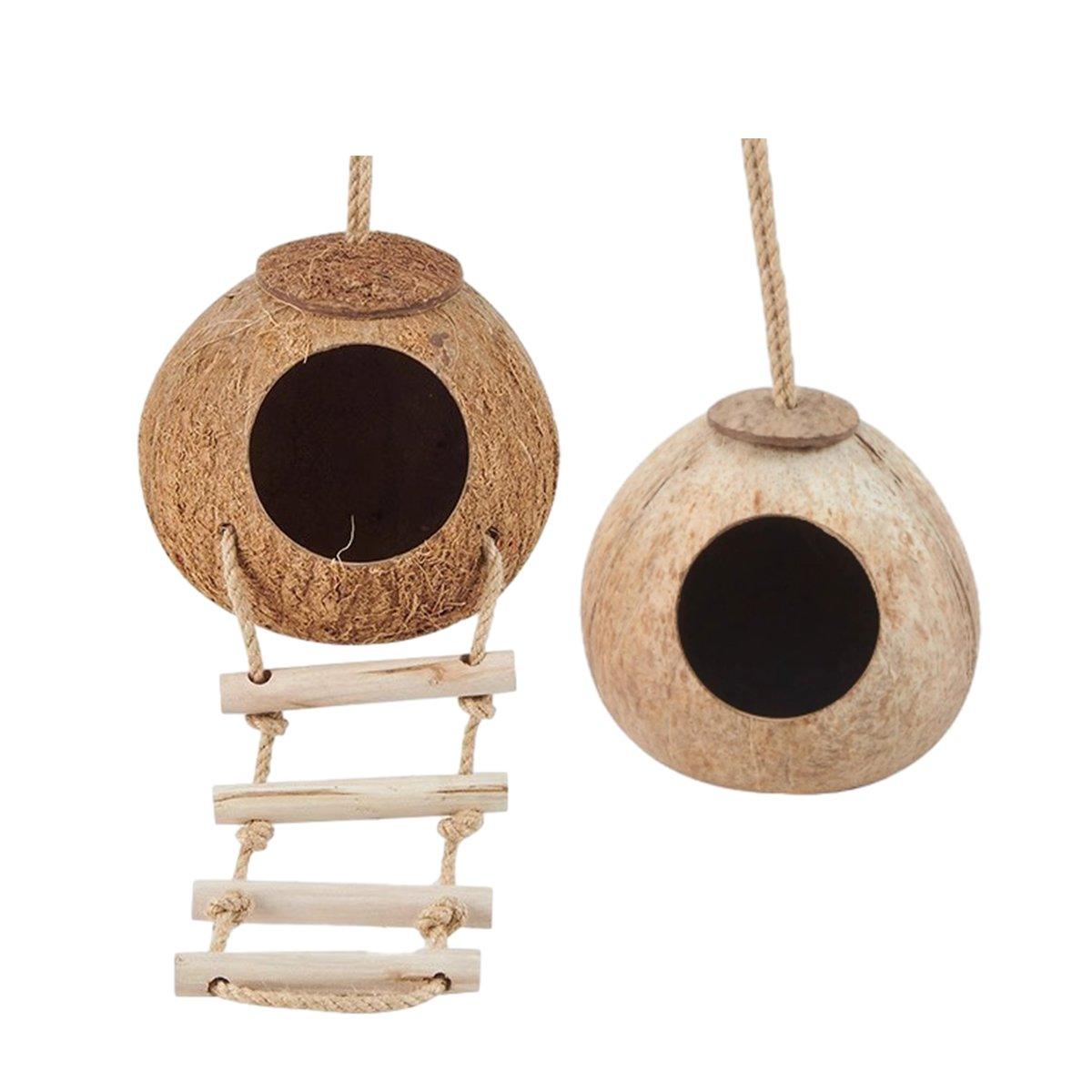 Lanyard Birdhouse Parrot Coconut Nest Bed Hanging Bird Cage for Small Birds - Stairs type