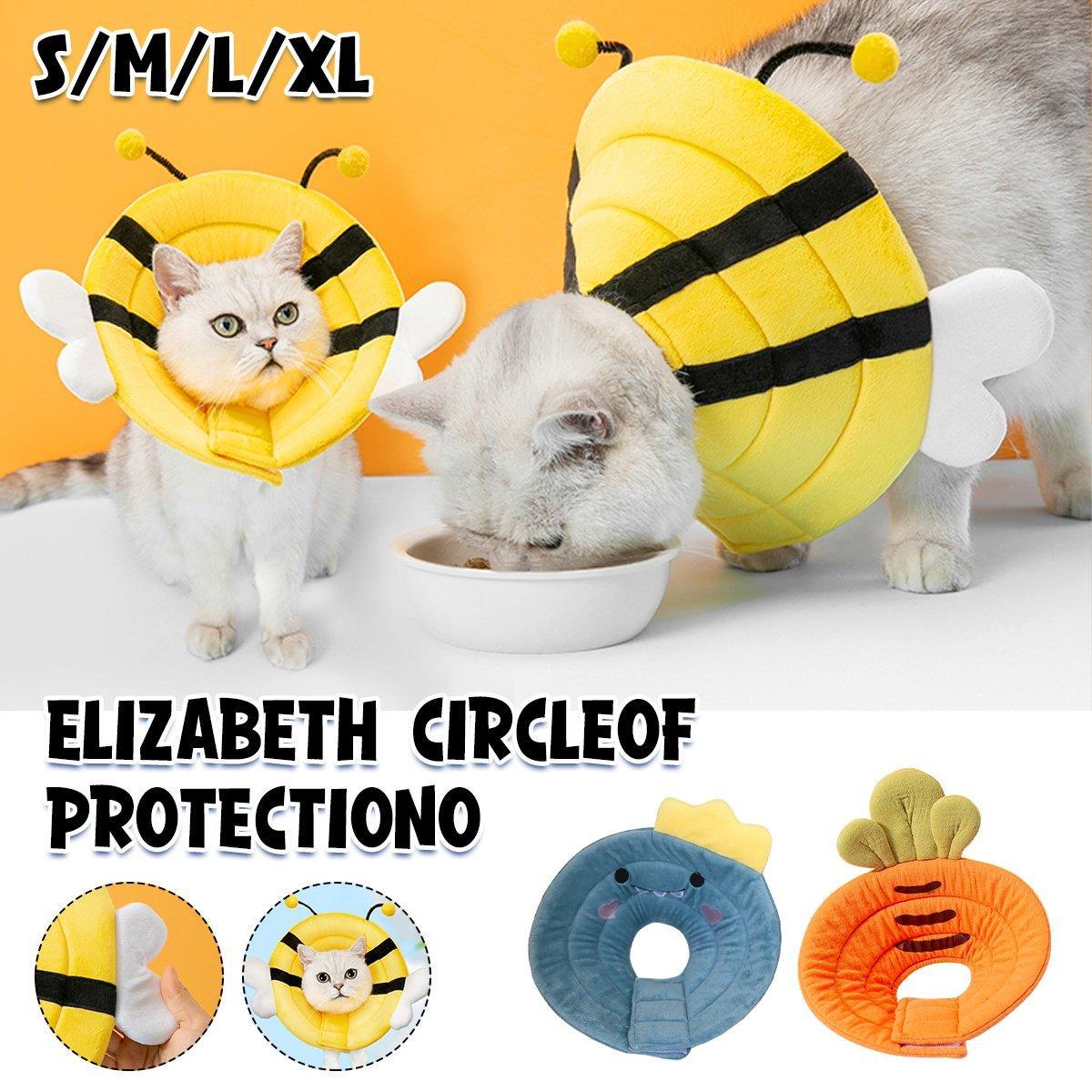 Elizabeth Circle Cat Sterilization Collar Anti-Licking Pet Scarf for Cat and Dog - Orange Carrot-S
