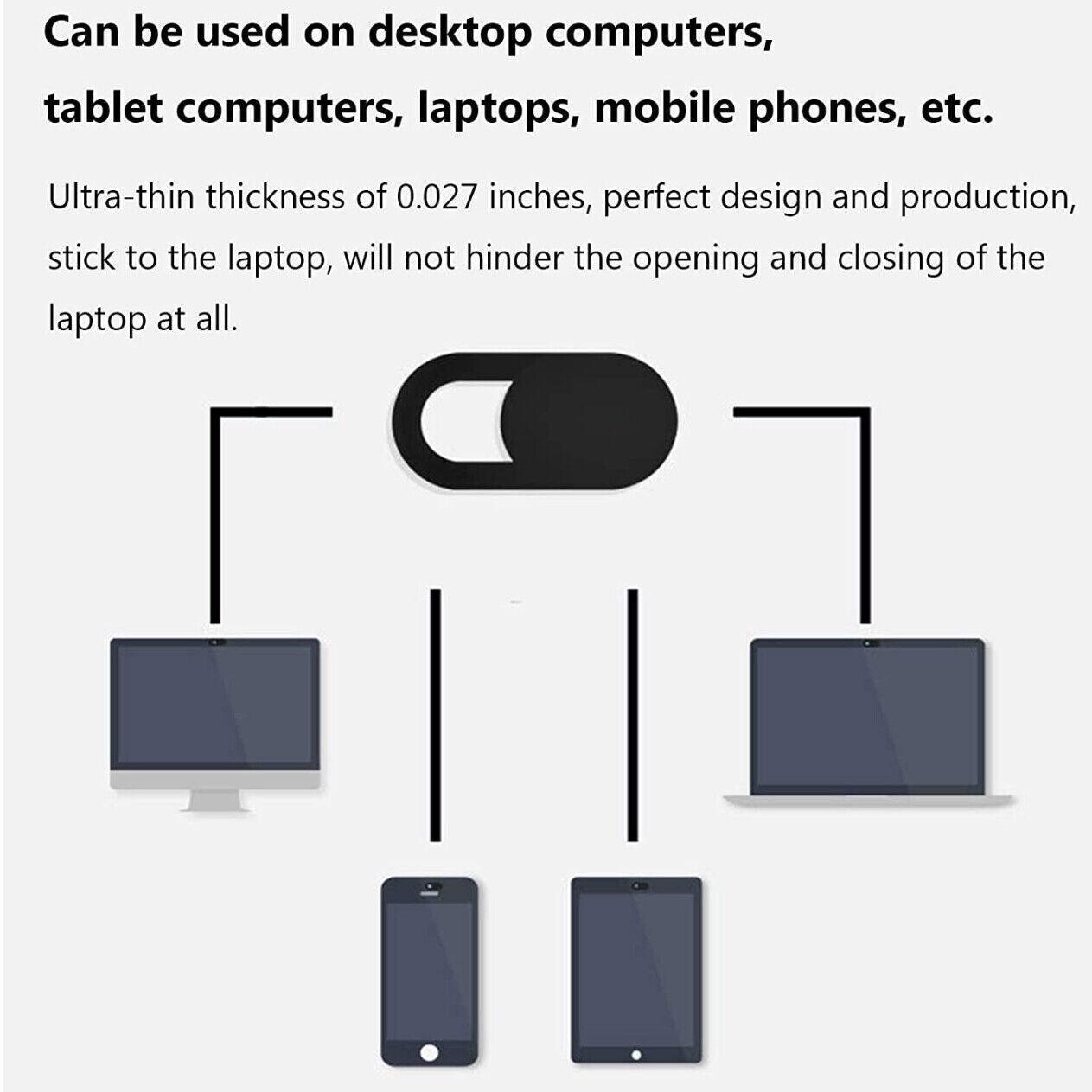 3PCS Webcam Cover Slide Ultra Thin Camera Privacy Protection for Laptop Phone - Black 3 PCS