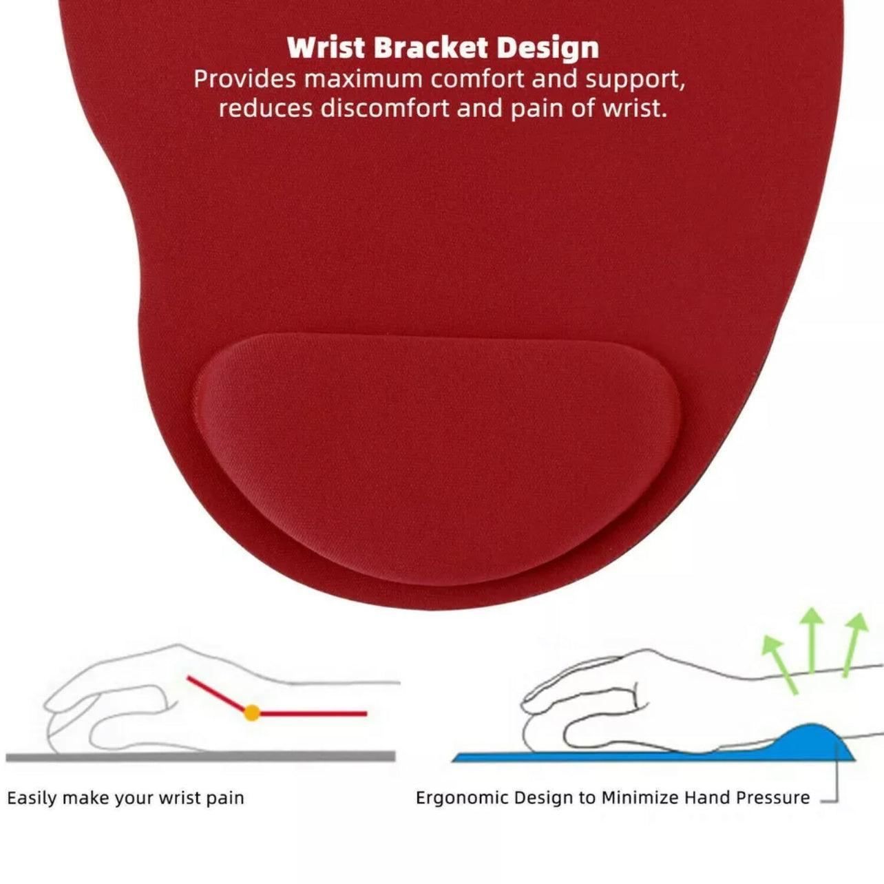 Comfort Mouse Pad with Built In Wrist Support Non Slip Ergonomic Mice Mat - Blue
