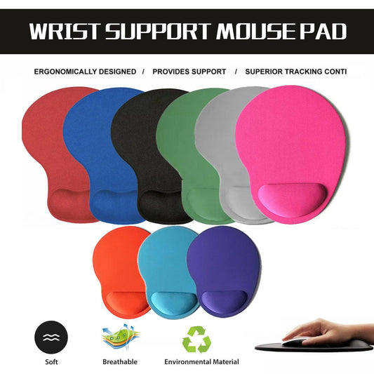 Comfort Mouse Pad with Built In Wrist Support Non Slip Ergonomic Mice Mat - Red