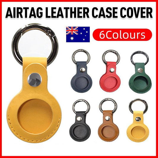 For Apple Airtag Leather Case Cover Air Tag Keychain Holder Sleeve Shell Tracker - Yellow