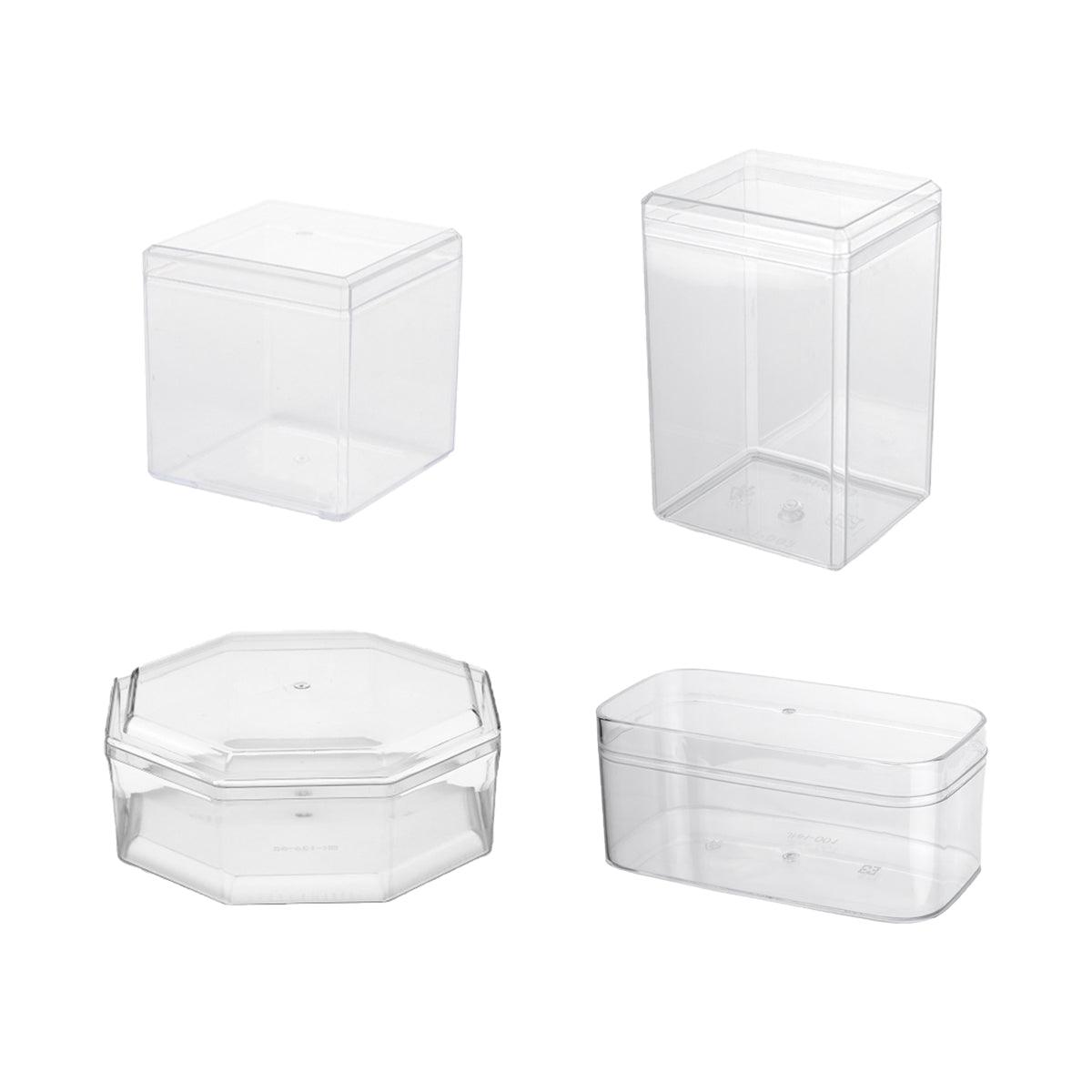 20pcs Transparent Biscuit Box Plastic Cake Box Pastry Dessert Storage Container - 7.5x7.5CM