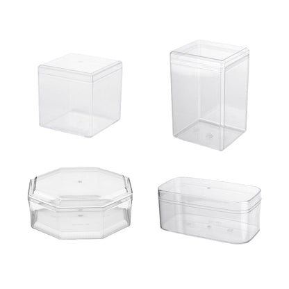 20pcs Transparent Biscuit Box Plastic Cake Box Pastry Dessert Storage Container - 7.5x7.5CM