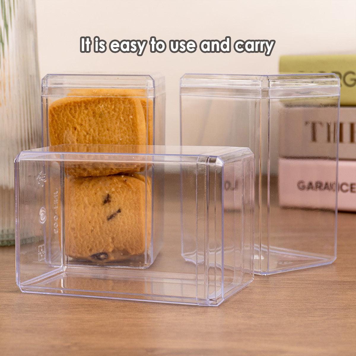 20pcs Transparent Biscuit Box Plastic Cake Box Pastry Dessert Storage Container - 5.5x9.5cm