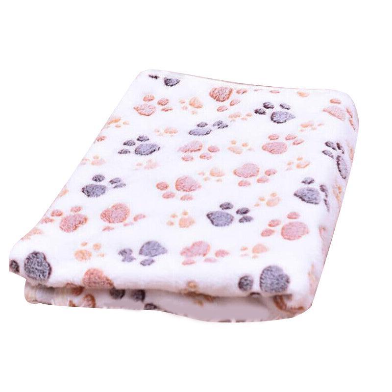Large Size Pet Mat Paw Print Cat Dog Puppy Fleece Soft Pet Blanket Bed Cushion - Pink