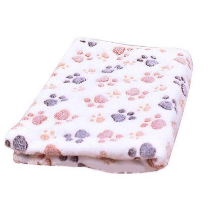 Large Size Pet Mat Paw Print Cat Dog Puppy Fleece Soft Pet Blanket Bed Cushion - Pink