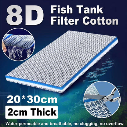 Aquarium 8D Filter Cotton Fish Tank Water Purification Sponge Material Pad