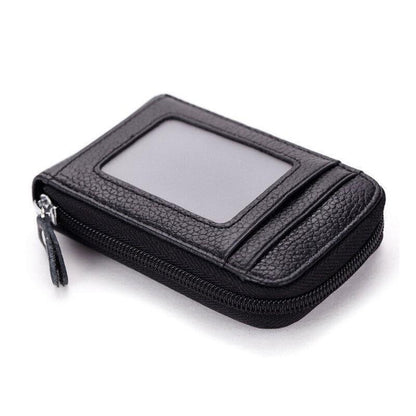 Rfid Blocking Leather Wallet Anti-Theft Credit Card Holder Men Women Coin Purse - Coffee