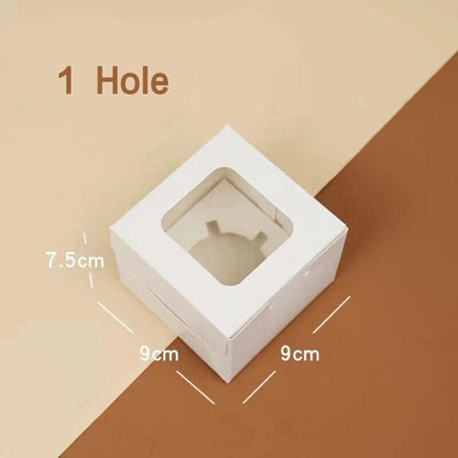 Cupcake Box Cases 1/2/4/8/12 Holes Window Face Cases Party Wedding Muffin Baking - 6 Holes 25PCS