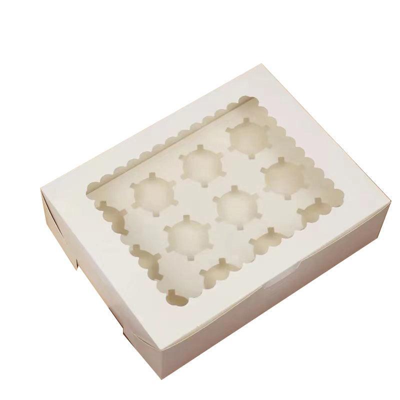 Cupcake Box Cases 1/2/4/8/12 Holes Window Face Cases Party Wedding Muffin Baking - 6 Holes 25PCS