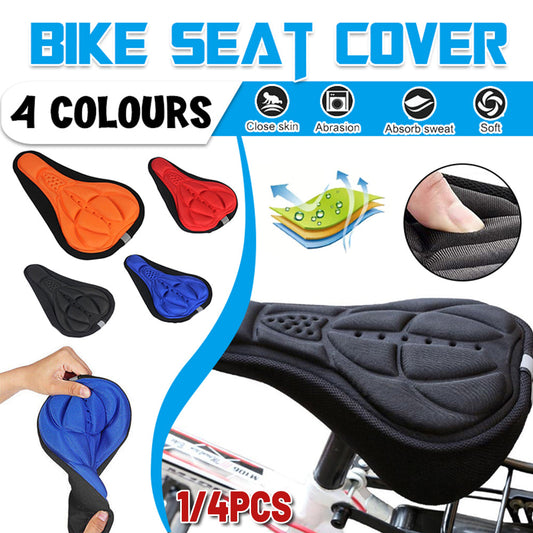 Thick Silicone Bike Seat Cover Comfort Gel Cycling Bicycle Saddle Cushion Pad - Set of 4 Colours