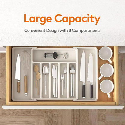 Portable Tableware Storage Box Telescopic Household Storage Tray Organizer