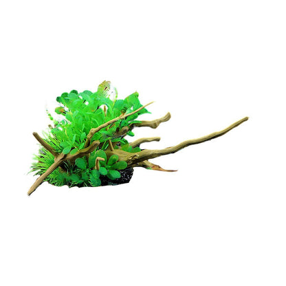 Aquarium Landscaping Decoration Artificial Wood and Plants Fish Tank Ornament - CM1904-Green