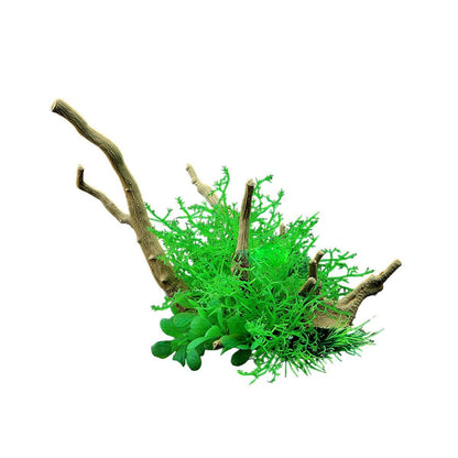 Aquarium Landscaping Decoration Artificial Wood and Plants Fish Tank Ornament - CM2502-Green