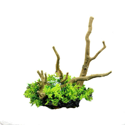Aquarium Landscaping Decoration Artificial Wood and Plants Fish Tank Ornament - CM2503-Dark Red