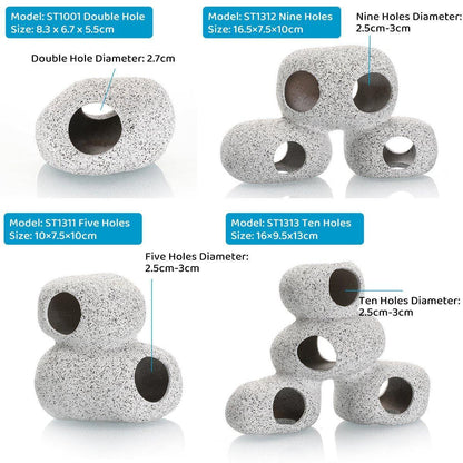 Clay Pot Aquarium Decoration Shrimp House Cichlid Breeding Tank Fish Nest - Double Hole