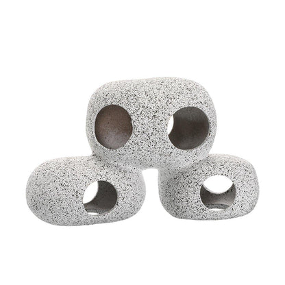 Clay Pot Aquarium Decoration Shrimp House Cichlid Breeding Tank Fish Nest - Double Hole