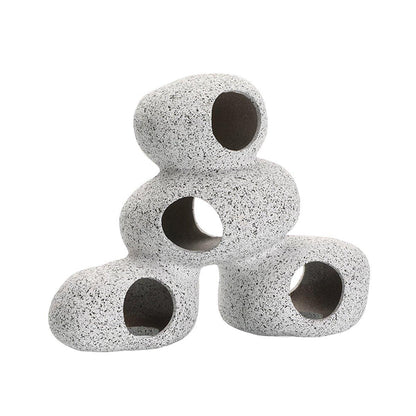 Clay Pot Aquarium Decoration Shrimp House Cichlid Breeding Tank Fish Nest - Double Hole