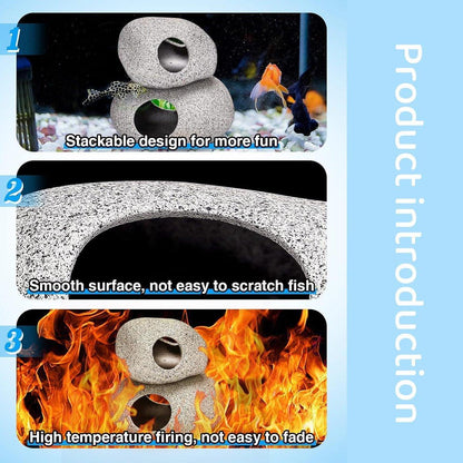 Clay Pot Aquarium Decoration Shrimp House Cichlid Breeding Tank Fish Nest - Five Holes