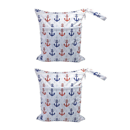 2PCS Cartoon Printed Diaper Bag Double Zipper Washable Storage Organizer - Blue Heart