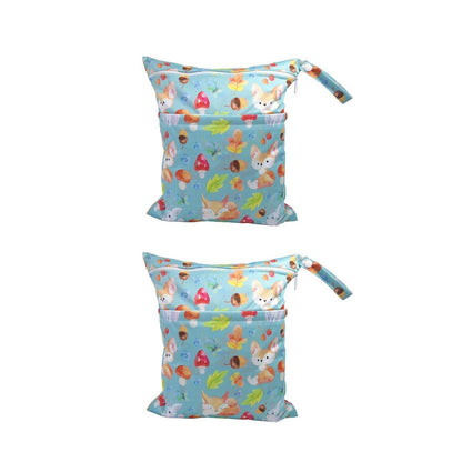 2PCS Cartoon Printed Diaper Bag Double Zipper Washable Storage Organizer - Colour Heart