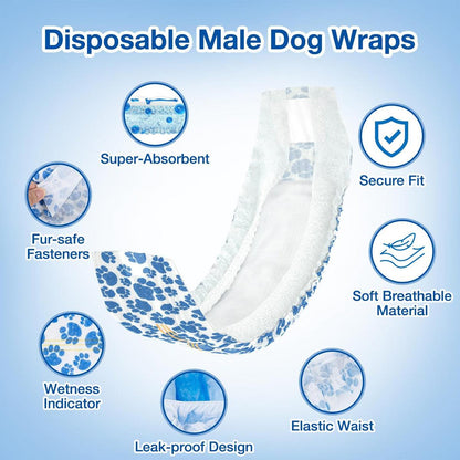 Disposable Female Dog Diapers Leakproof Breathable with Colour Indicator - XL 38-58cm