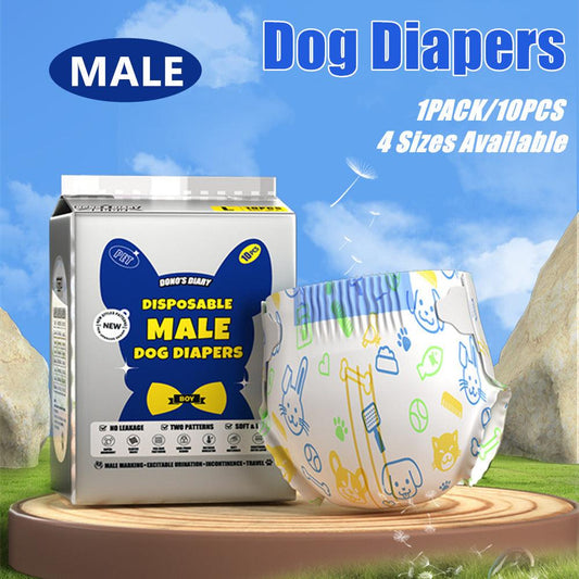Male Disposable Dog Diapers Leakproof Breathable with Colour Indicator - XS 14-33cm