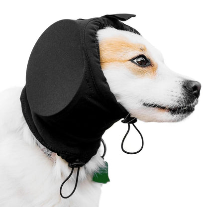Black Adjustable Dog Ear Muffs Noise Reducing Pet Headwrap Protective Ear Cover - L