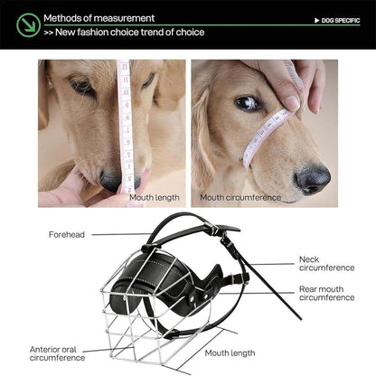 Anti Bite Anti Bark Dog Muzzle Mouthguard Adjustable for Small Medium Large Dogs - Black-L