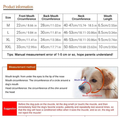 Anti Bite Anti Bark Dog Muzzle Mouthguard Adjustable for Small Medium Large Dogs - Brown-M