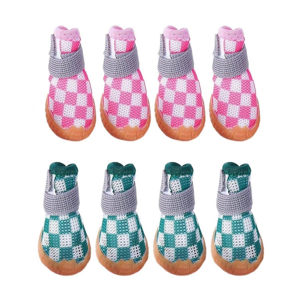 4pcs Breathable Mesh Dog Shoes Small Pets Puppy Paw Protection Summer Boots - Pink-3
