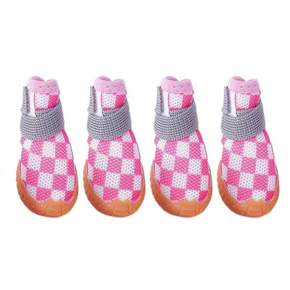 4pcs Breathable Mesh Dog Shoes Small Pets Puppy Paw Protection Summer Boots - Pink-3