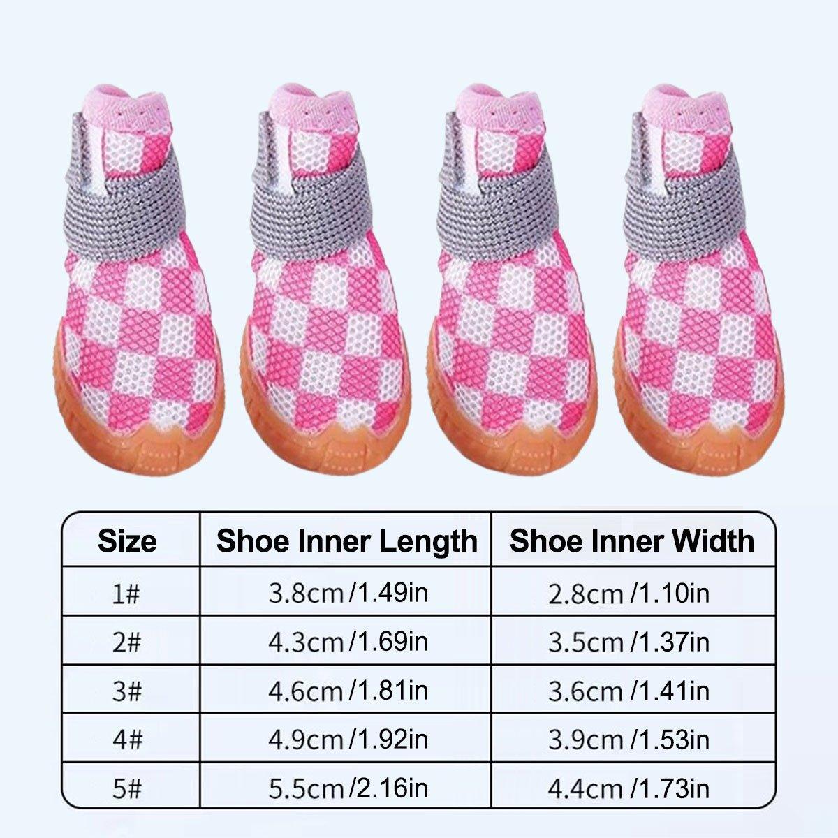 4pcs Breathable Mesh Dog Shoes Small Pets Puppy Paw Protection Summer Boots - Pink-5
