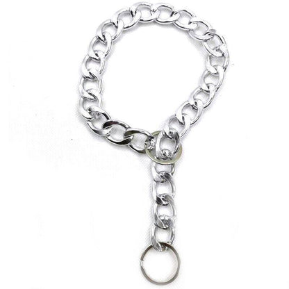 Dog Chain Collar Heavy Duty Choker Double Pet Slip Check Twist Link Chrome Chain Silver - 35CM