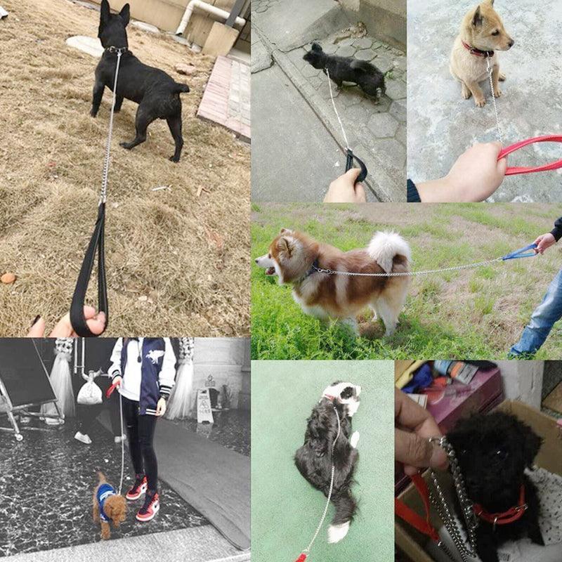 120Cm Pet Dog Puppy Padded Handle Metal Chain Dog Leash - Red