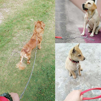 120Cm Pet Dog Puppy Padded Handle Metal Chain Dog Leash - Red