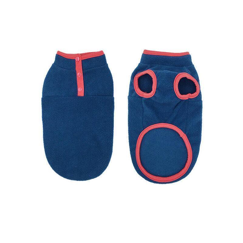 L Pet Dog Puppy Winter Warm Fleece Jumper Vest Coat Jacket Apparel Clothes Outdoor - Blue