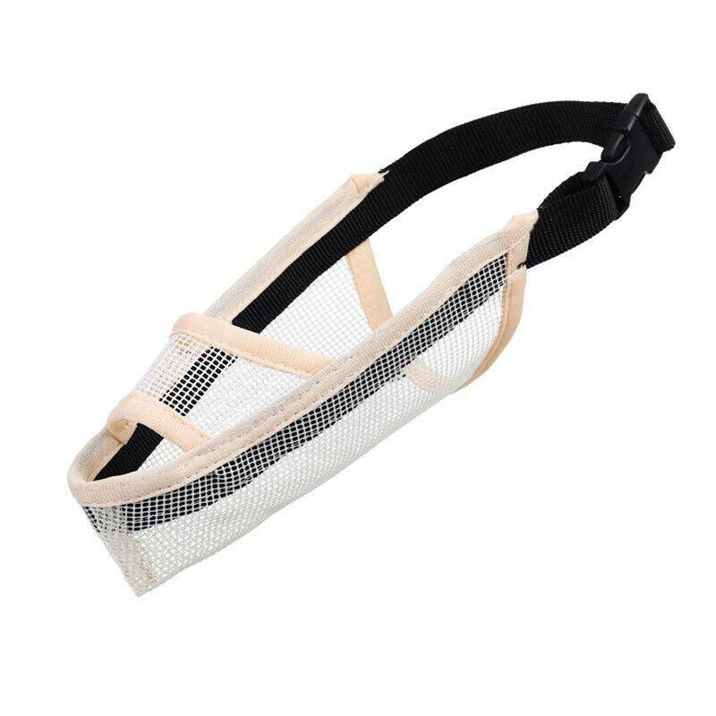 Adjustable XXS Size Pet Dog Mask Mouth Muzzle Anti Barking Bite Stop Chewing Mask - Beige