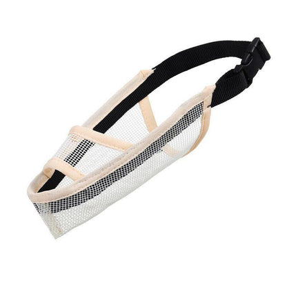 Adjustable XXS Size Pet Dog Mask Mouth Muzzle Anti Barking Bite Stop Chewing Mask - Beige