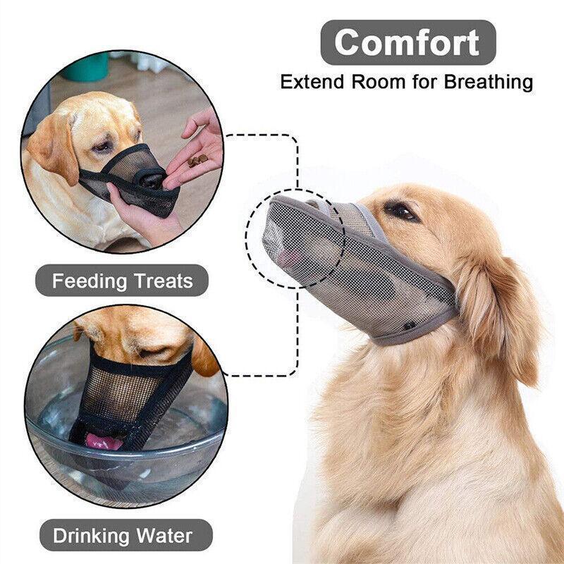 Adjustable XL Size Pet Dog Mask Mouth Muzzle Anti Barking Bite Stop Chewing Mask - Black