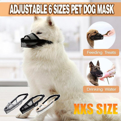 Adjustable XXS Size Pet Dog Mask Mouth Muzzle Anti Barking Bite Stop Chewing Mask - Grey