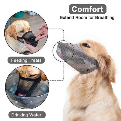 Adjustable XXS Size Pet Dog Mask Mouth Muzzle Anti Barking Bite Stop Chewing Mask - Grey