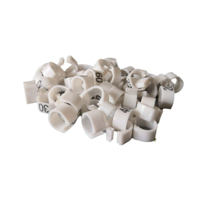 100X 001-100 Digital Numbered Bird Leg Band Rings Clip For Pigeon Parrot Poultry - Black