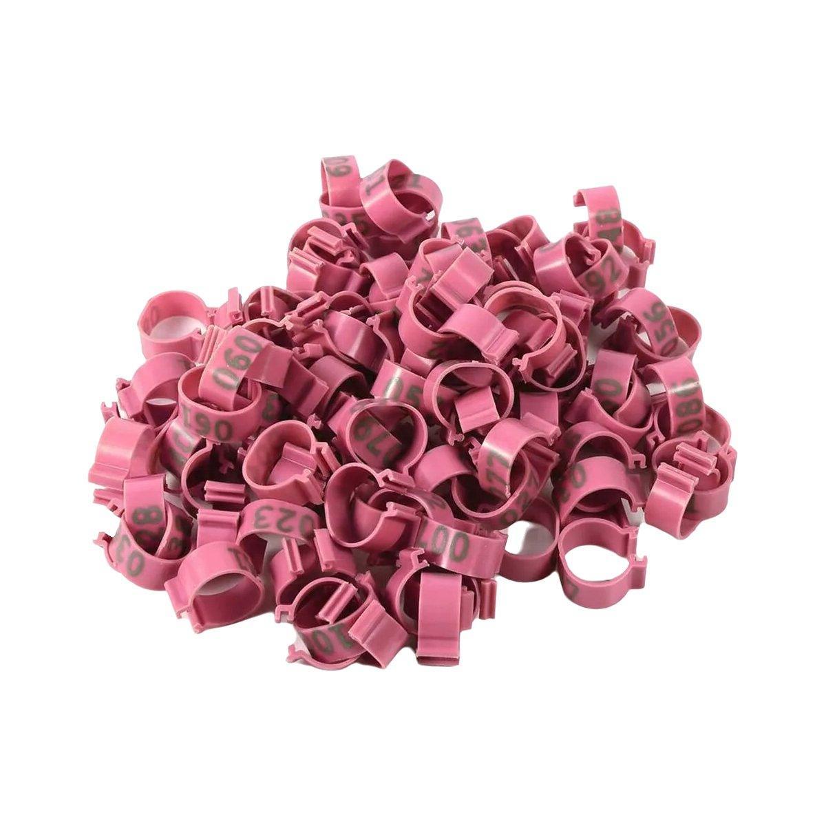 100X 001-100 Digital Numbered Bird Leg Band Rings Clip For Pigeon Parrot Poultry - Black