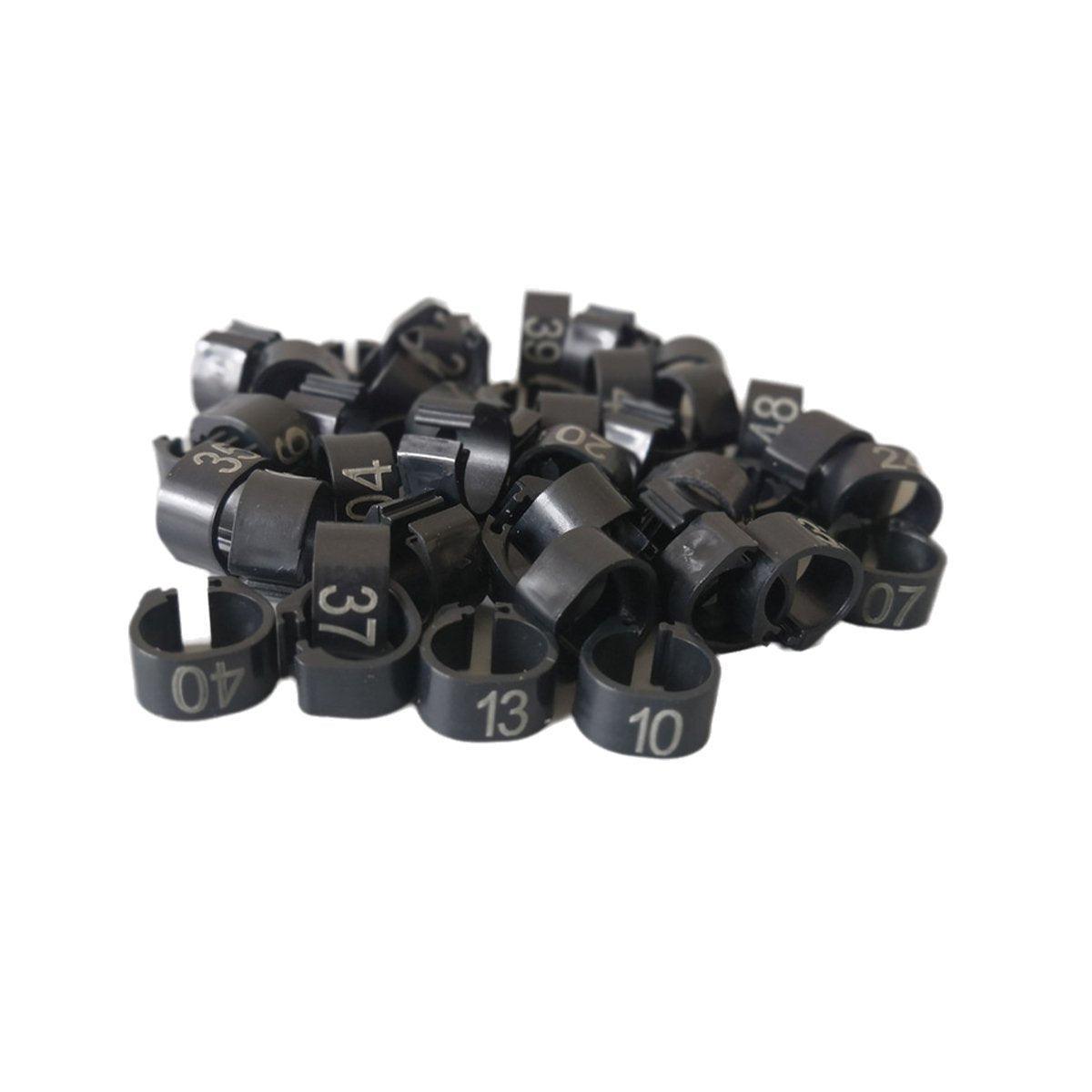 100X 001-100 Digital Numbered Bird Leg Band Rings Clip For Pigeon Parrot Poultry - Red