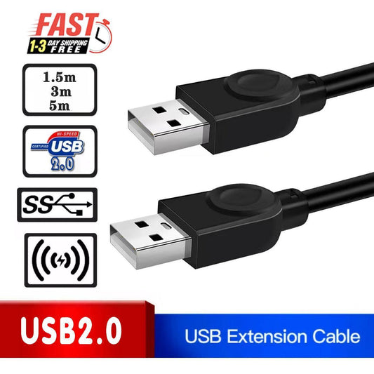 High Speed Usb 2.0 Data Extension Cable Type A Male To Male M-M Connection Cord - 1.5M