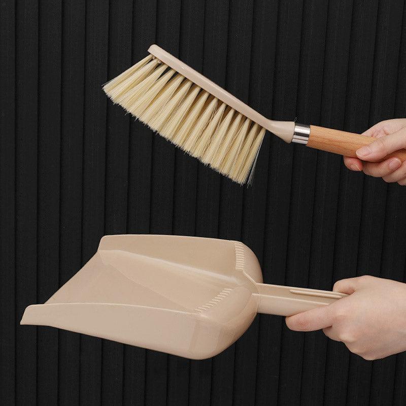 Wooden Handle Mini Brush and Dustpan Set for Desktop Cleanup Small Sweeper Set - B39